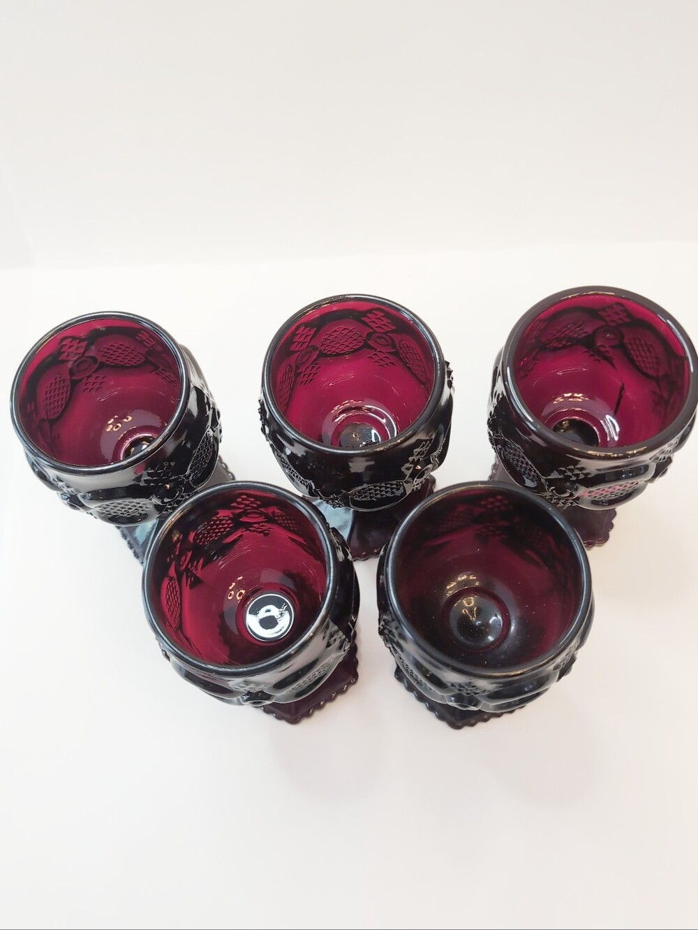 Vintage Avon Cape Cod Set Of 5 Ruby Red Small Goblets - Picture 2 of 5